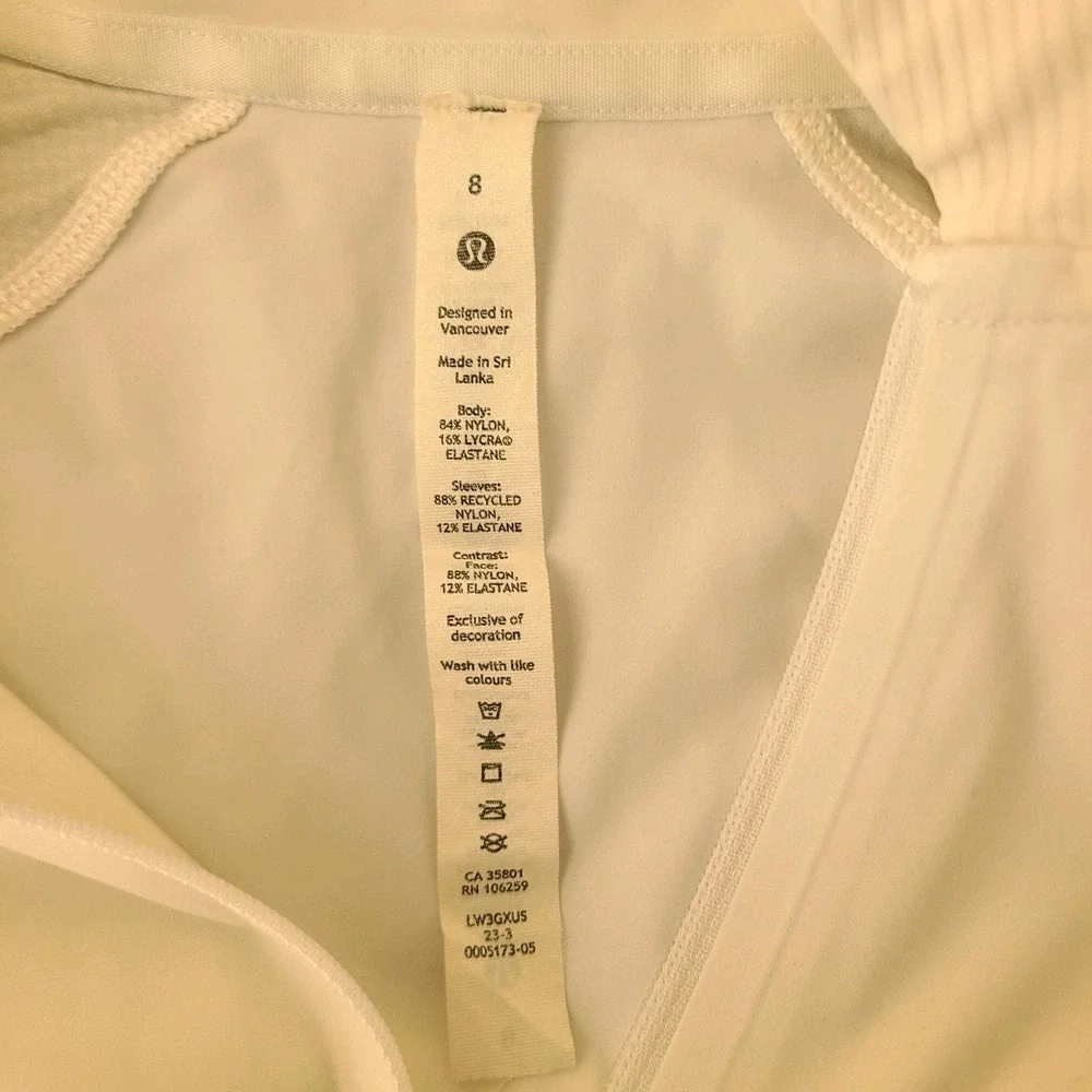 Lululemon Take It In Stride Half Zip Long Sleeve Crop Top‎ White Womens 8
